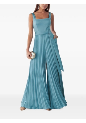 WILLA Ena pleated belted jumpsuit - Blue