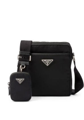 Prada logo-plaque pouch messenger bag - Black