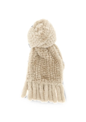 PINKO fringed plush-texture scarf - Neutrals