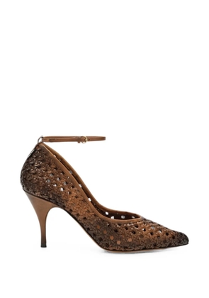 Miu Miu woven-leather ankle-strap pumps - Brown