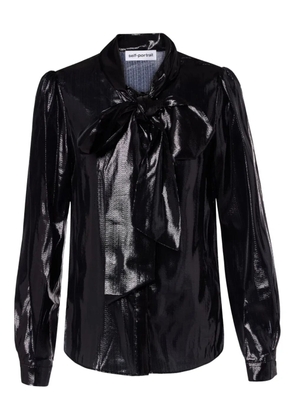 Self-Portrait pussy-bow blouse - Black