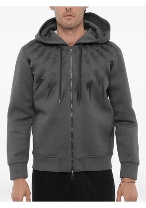 Neil Barrett lightning bolt-print zip-up hoodie - Grey