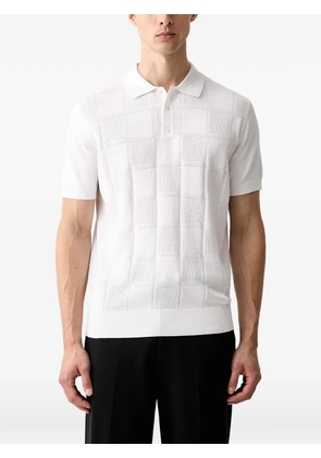 Karl Lagerfeld check-patterned pointelle-knit polo shirt - White
