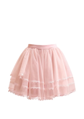Gemy Maalouf lace-trimmed tiered short skirt - Pink