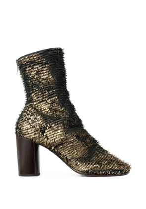 LEMAIRE 80mm Glove heeled ankle boots in laminated textured leather - Gold