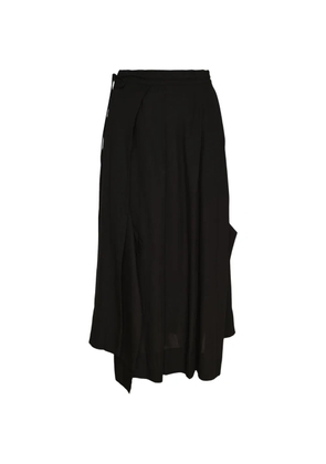 Yohji Yamamoto unbalanced tuck mid skirt - Black
