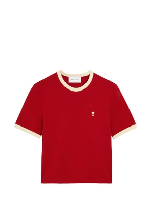 AMI Paris contrasted cotton T-shirt with Ami de Coeur - Red