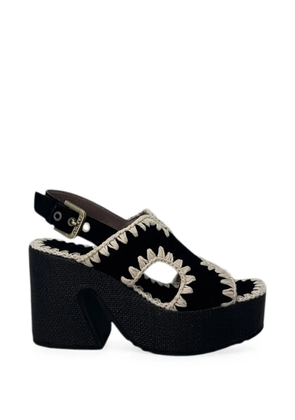Mou crochet-trim platform sandals - Black