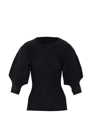 Issey Miyake Sleek Pleats puff-sleeve blouse - Black