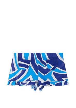 PUCCI Labirinto Iride-print ruffled shorts - Blue