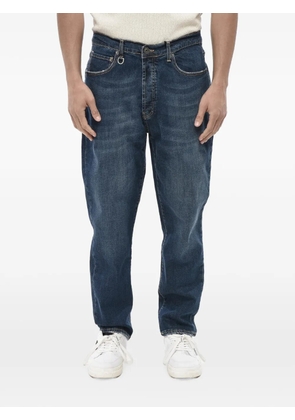 Paolo Pecora leather-patch whiskered jeans - Blue