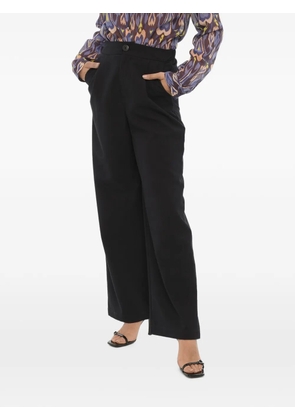 OBLÒ UNIQUE one-pleat wide-leg trousers - Black