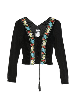 Dolce & Gabbana Pre-Owned 2000s floral-embroidered lace-up top - Black