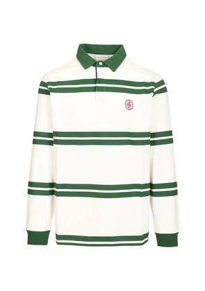 Drôle De Monsieur ornament striped polo shirt - White