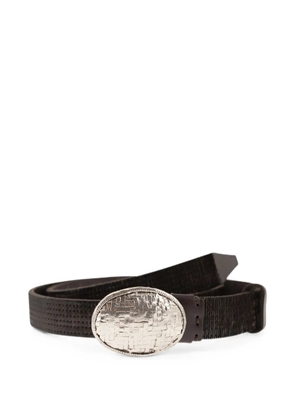 Brunello Cucinelli lizard-effect oval-buckle belt - Brown