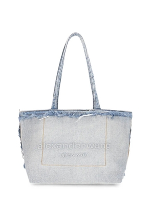 Alexander Wang logo-embossed frayed tote bag - Blue