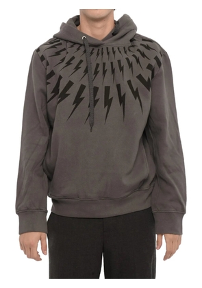 Neil Barrett thunderbolt-print drawstring hoodie - Grey
