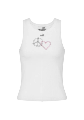 Love Moschino embroidered stretch cotton top - White