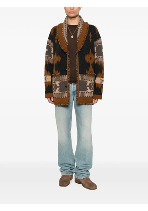 Alanui jacquard-knit fringed cardigan - Grey
