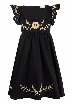 RED Valentino embroidered cotton mini dress - Black