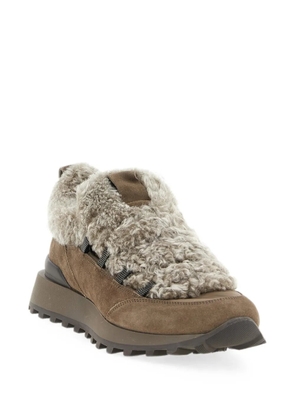 Brunello Cucinelli Monile shearling-insert sneakers - Brown