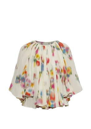 MARANT ÉTOILE Lara floral-print pleated top - Neutrals