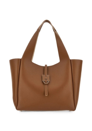 Hogan Hogan Trend logo-plaque leather tote bag - Brown