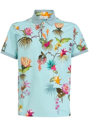 ETRO floral-print cotton polo shirt - Blue