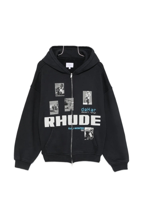 RHUDE logo-print zip-up hoodie - Black
