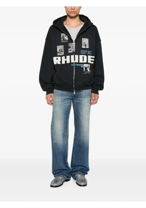 RHUDE logo-print zip-up hoodie - Black