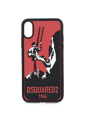 DSQUARED2 logo-print hiker-motif iPhone X cover - Black