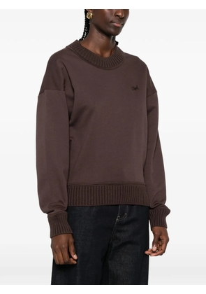 Closed ribbed-trim logo-embroidered sweatshirt - Brown