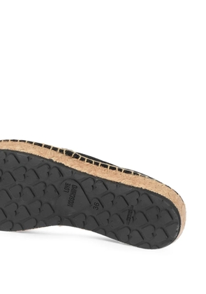 Moschino rhinestone-logo platform espadrilles - Black