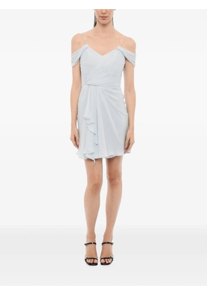 Costarellos draped ruffled mini dress - Blue