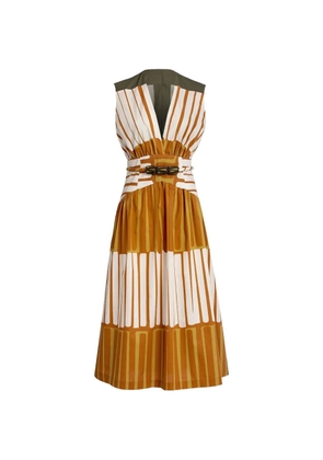 Silvia Tcherassi stripe-print belted midi dress - Orange