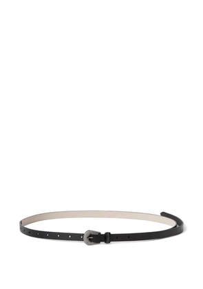 Brunello Cucinelli leather belt with shimmering buckle and shiny loop - Black