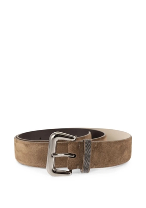 Brunello Cucinelli jewelled suede belt - Neutrals
