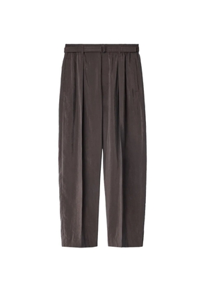 LEMAIRE belted relaxed pants in dry silk - Brown