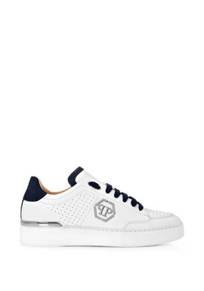 Philipp Plein Hexagon logo-plaque perforated sneakers - White