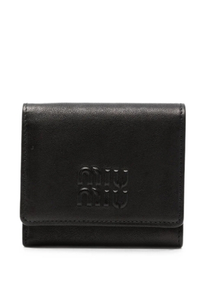 Miu Miu logo-embossed trifold wallet - Black