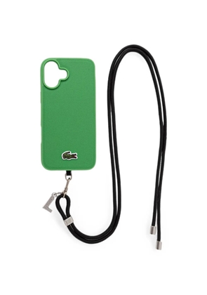 Lacoste logo-patch lanyard iPhone 16 case - Green