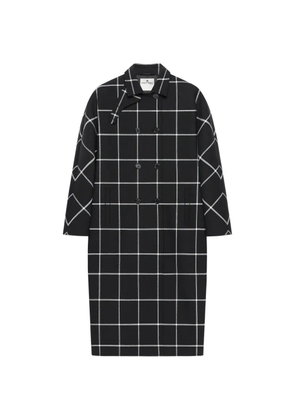 Courrèges checked double-breasted coat - Black