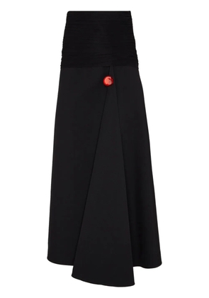 Ferragamo gemstone-detail A-line wool skirt - Black