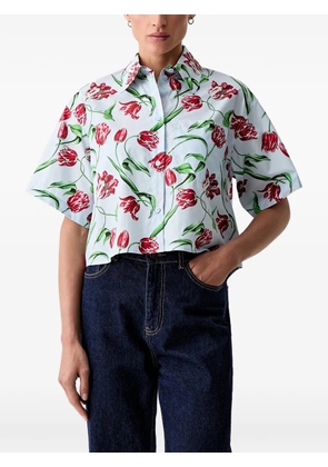 Kenzo floral-print cropped shirt - Blue