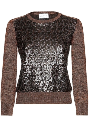 Ferragamo sequin-embellished crew neck jumper - Black