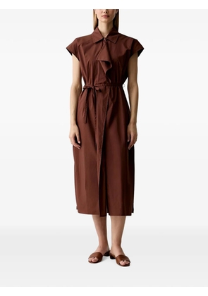 Benetton sleeveless tie-belt midi shirt dress - Brown