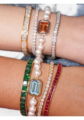 Izabel Display square-zirconia tennis bracelet - Green