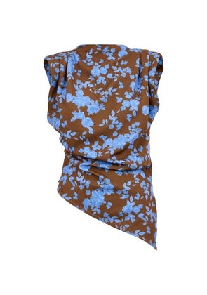CLEA Alyssa floral-print asymmetric top - Brown