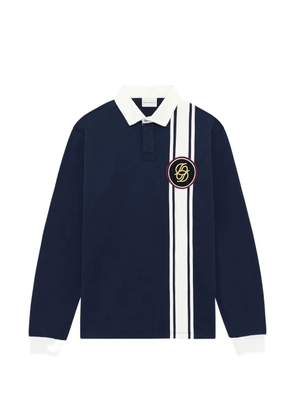 Drôle De Monsieur logo-patch long-sleeve polo shirt - Blue