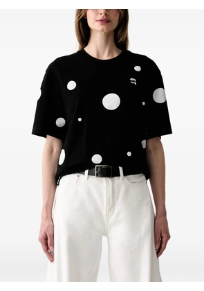 Karl Lagerfeld polka-dot logo-patch T-shirt - Black